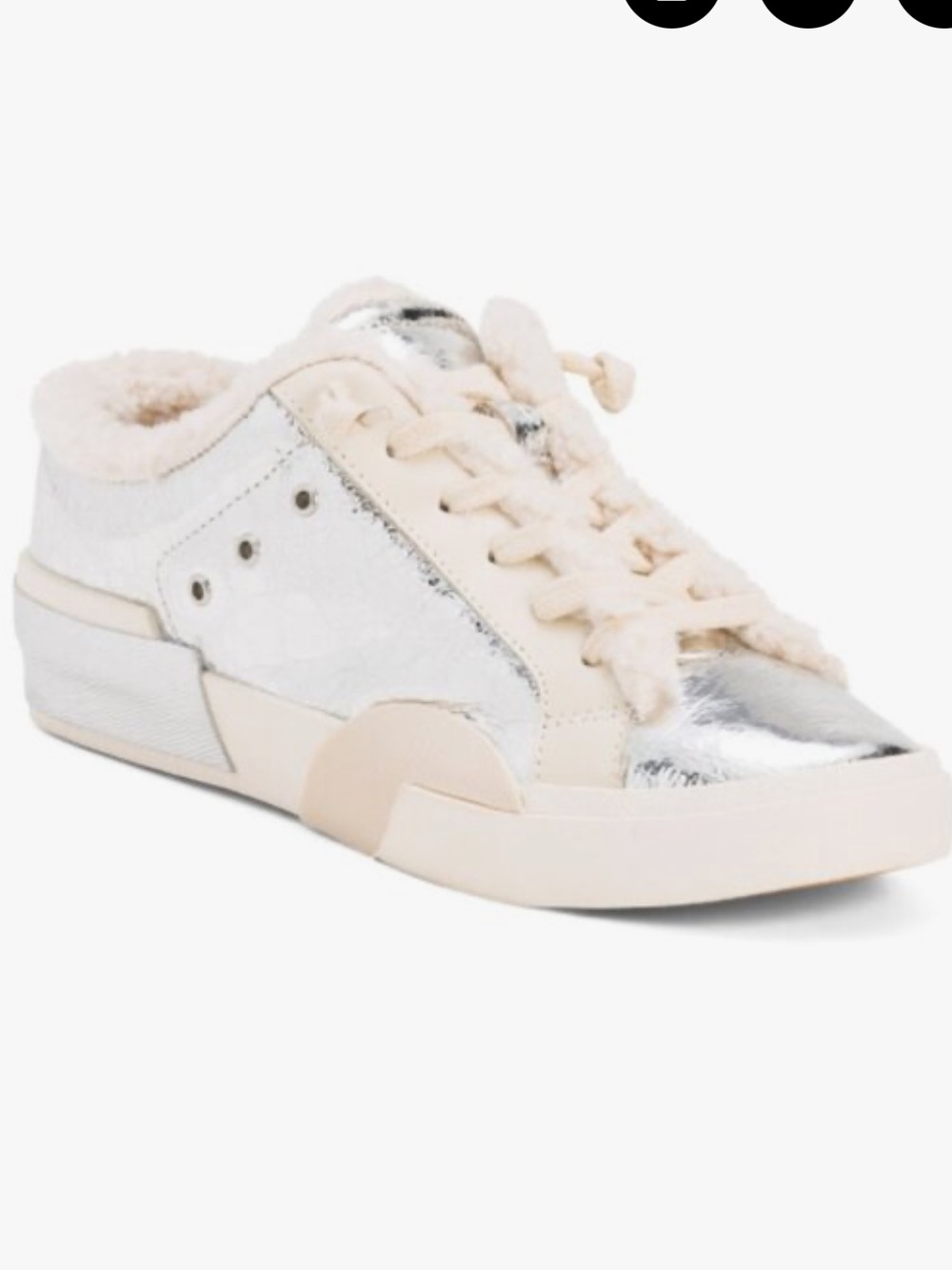 Dolce Vita Zantel Metallic Leather Sneakers in Silver and Cream